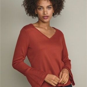 Women's Rust V-Neck Blouse